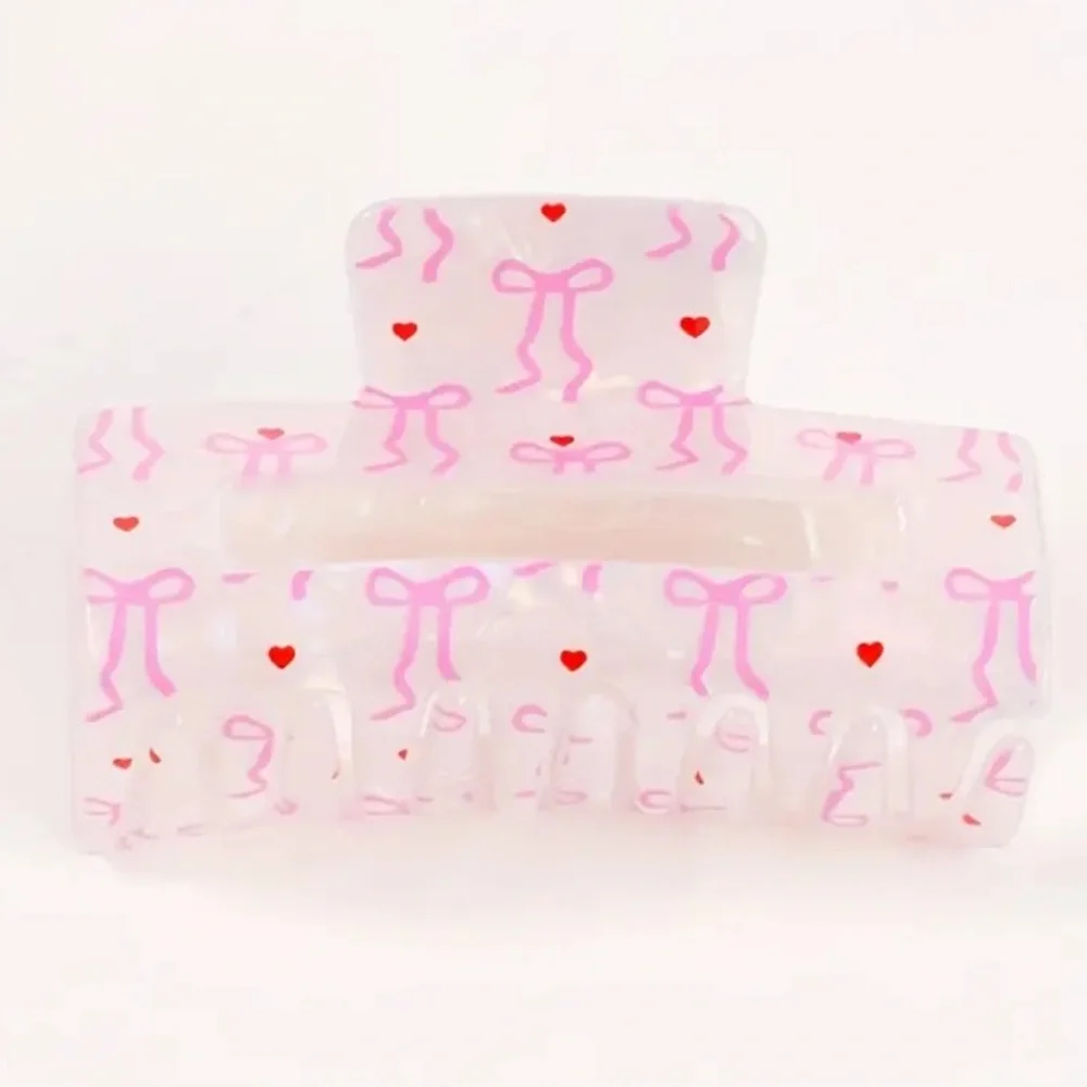 NEW Pink and Red Toile Bow Hair Claw Clip Valentines Day